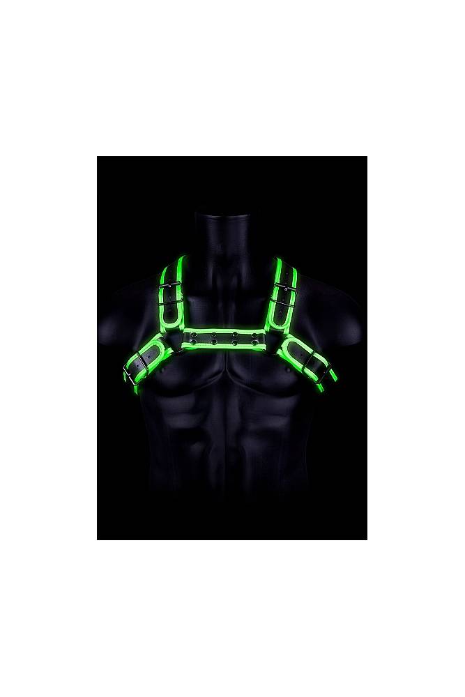 Ouch by Shots Toys - Glow - Buckle Bulldog Harness - Glow in the Dark