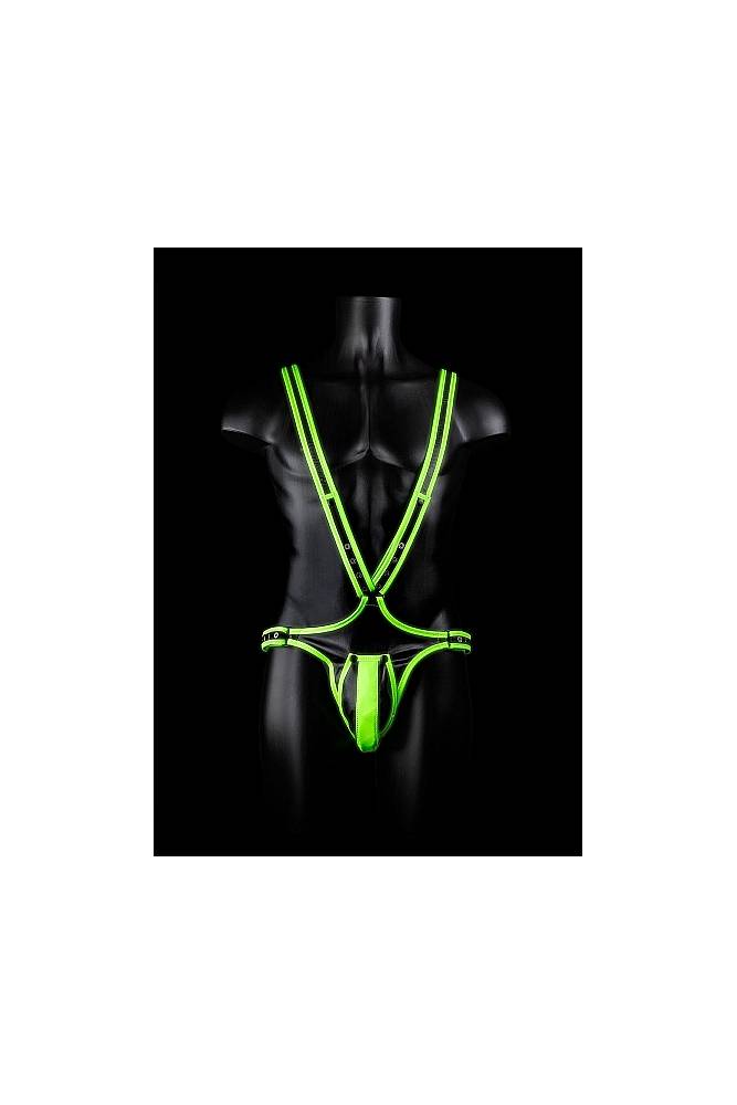 Ouch by Shots Toys - Glow - Full Body Harness with Jock Strap - Glow in the Dark
