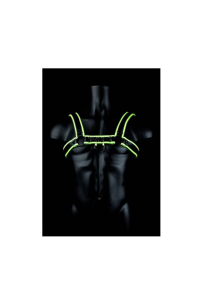 Ouch by Shots Toys - Glow - Bulldog Chest Harness - Glow in the Dark