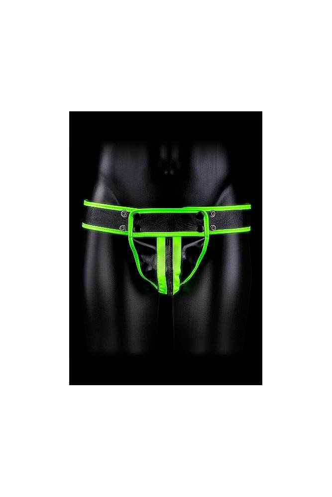 Ouch by Shots Toys - Glow - Striped Jock Strap Style #1 - Glow in the Dark