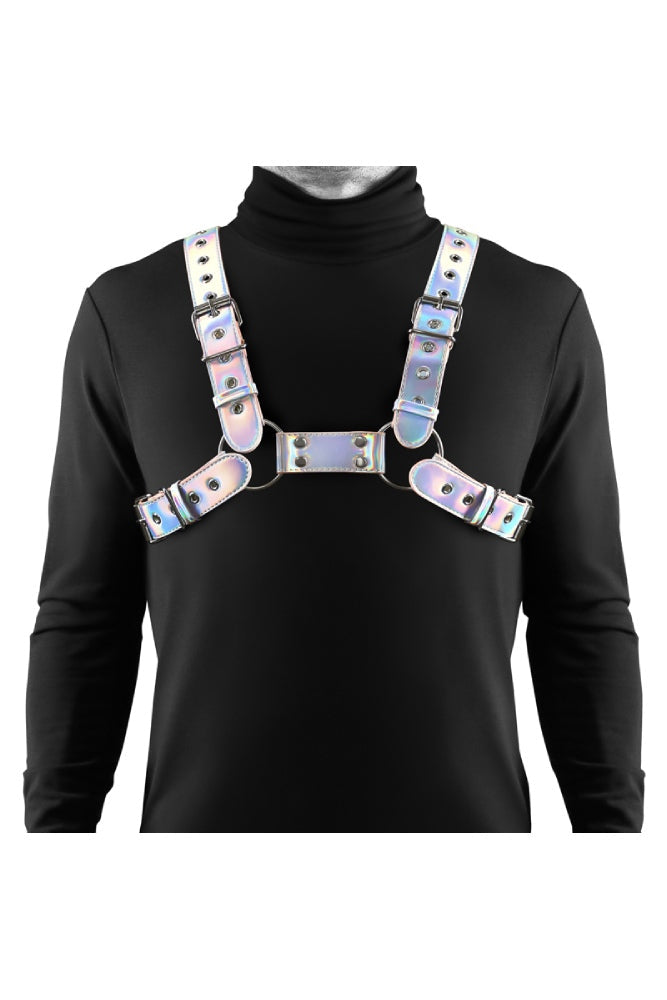 NS Novelties - Cosmo Bondage - Rogue Chest Harness - Silver