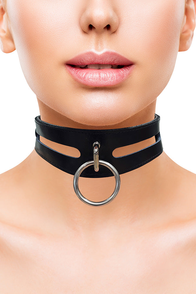 Rouge Garments - Leather Collar with 40cm Ring - Assorted Colors