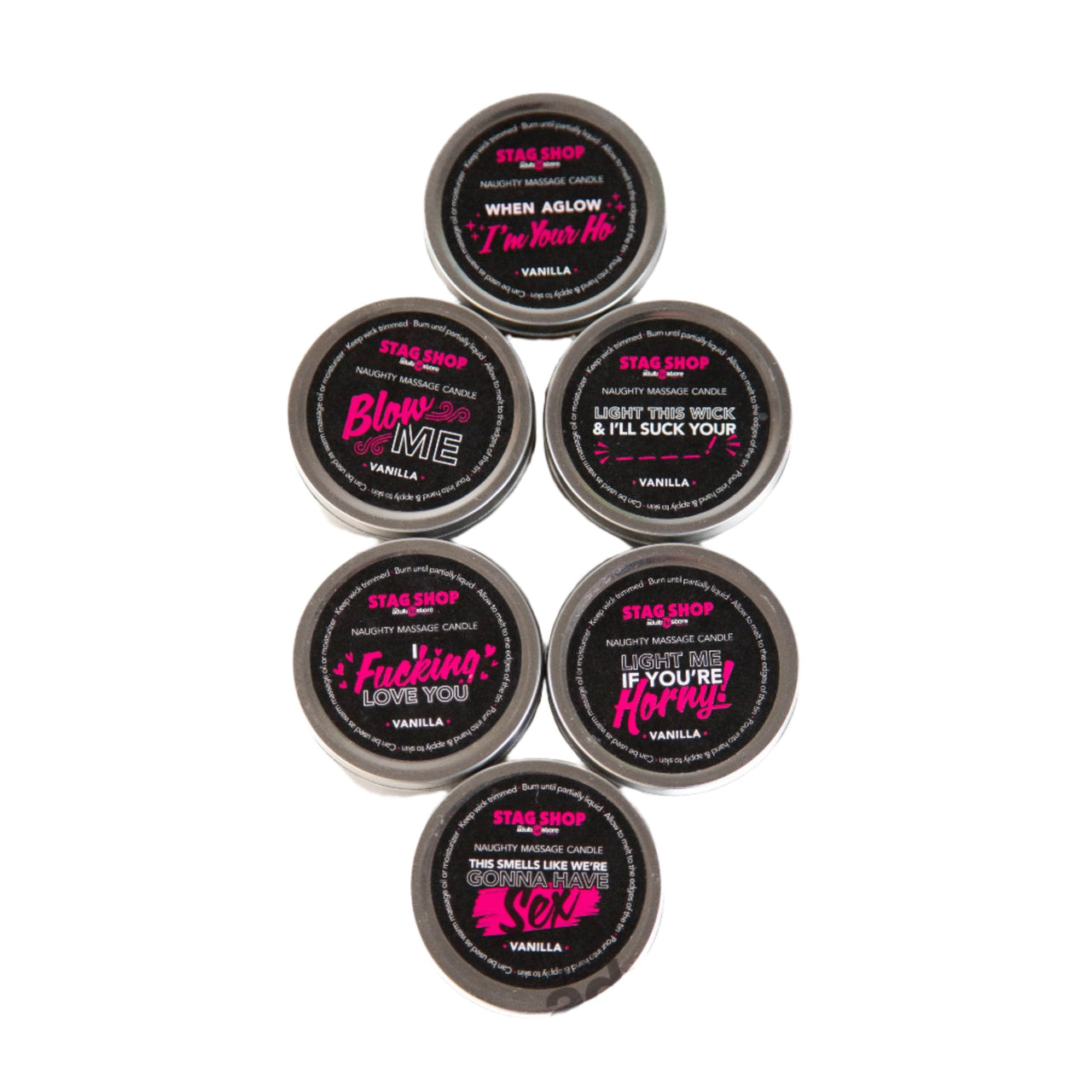Stag Shop - Mini Naughty Massage Candle - Vanilla Scented - Various Styles - Stag Shop