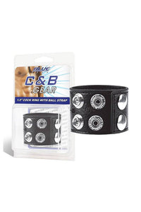 Thumbnail for Electric Eel - Blue Line - 1.5 inch Cock Ring With Ball Strap - Black - Stag Shop