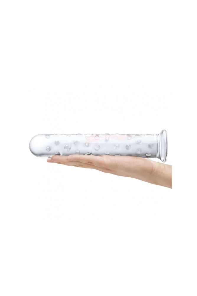 Gläs - 10" Extra Large Textured Glass Dildo - Clear - Stag Shop