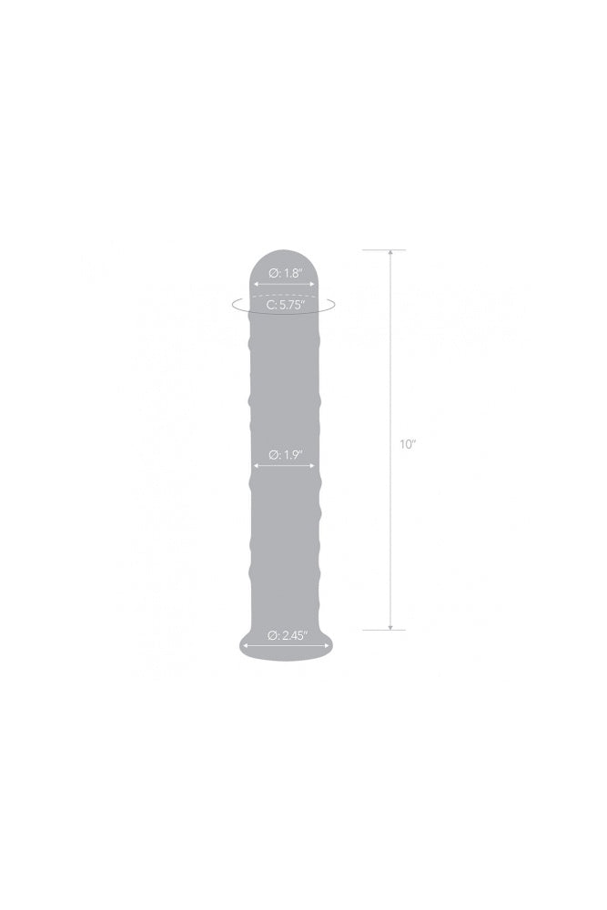 Gläs - 10" Extra Large Textured Glass Dildo - Clear - Stag Shop