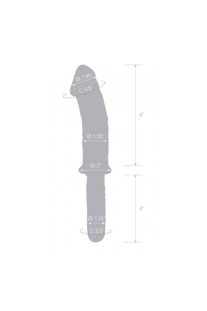 Gläs - 11" Realistic Double Ended Glass Dildo With Handle - Clear/Blue - Stag Shop