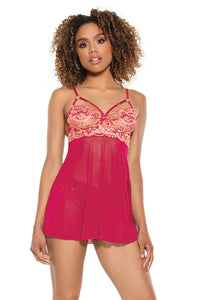 Thumbnail for Cousins Group - Pink Pussycat Lingerie - 23118 - Babydoll & Thong - Stag Shop