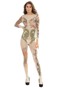 Thumbnail for Coquette - 2560 - Tattoo Bodystocking - OS - Nude - Stag Shop