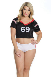Thumbnail for Coquette - 2566X - Football Fan Crop Top and Booty Short Set - Black/White - OSXL - Stag Shop
