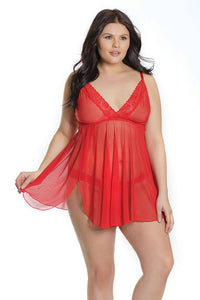 Thumbnail for Coquette - 2571X - Babydoll & Thong Set - Red - OS/XL - Stag Shop