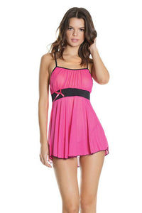 Thumbnail for Coquette - 2589 - Babydoll & G-String Set - Pink/Black - OS - Stag Shop