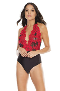 Thumbnail for Coquette - 3868 - Plus Size Embroidered Teddy - Black/Red - OS - Stag Shop