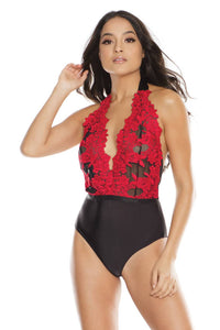 Thumbnail for Coquette - 3868 - Plus Size Embroidered Teddy - Black/Red - OS - Stag Shop