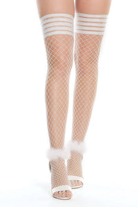 Thumbnail for Coquette - 3897 - Stockings - White/Silver - OS - Stag Shop