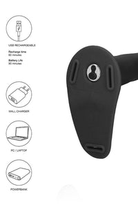 Thumbnail for Ouch by Shots - Vibrating Adjustable Silicone Strap-On - Black - Stag Shop