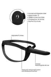Thumbnail for Ouch by Shots - Vibrating Adjustable Silicone Strap-On - Black - Stag Shop