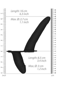 Thumbnail for Ouch by Shots - Vibrating Double Adjustable Silicone Strap-On - Black - Stag Shop