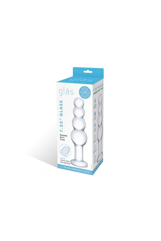 Gläs - 7.25" Beaded Glass Butt Plug - Clear - Stag Shop