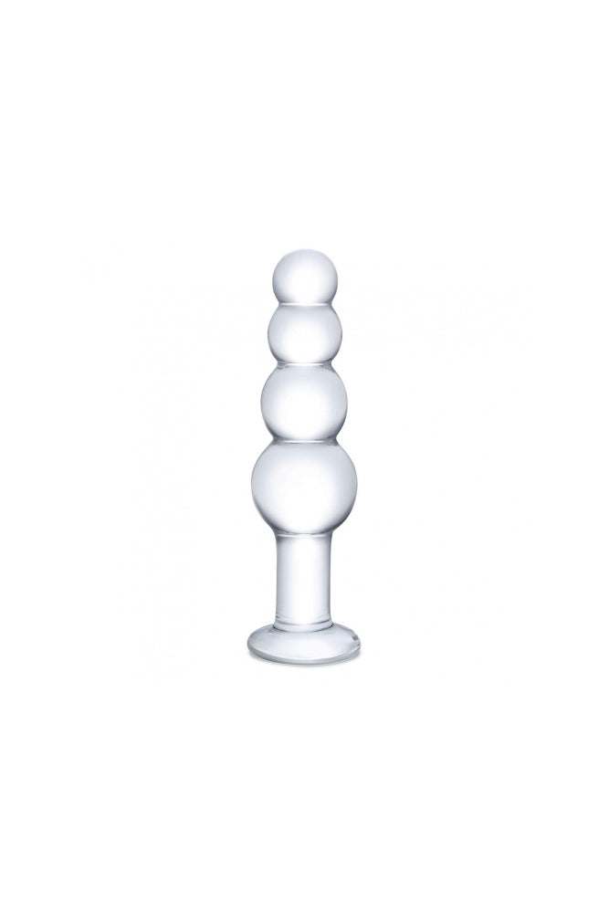 Gläs - 7.25" Beaded Glass Butt Plug - Clear - Stag Shop