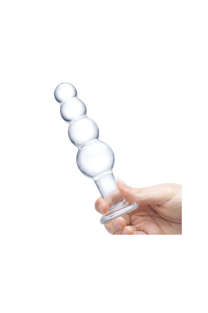 Gläs - 7.25" Beaded Glass Butt Plug - Clear - Stag Shop
