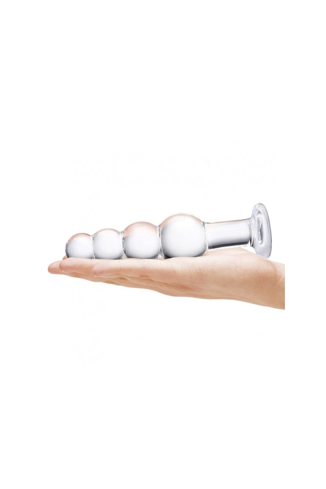 Gläs - 7.25" Beaded Glass Butt Plug - Clear - Stag Shop