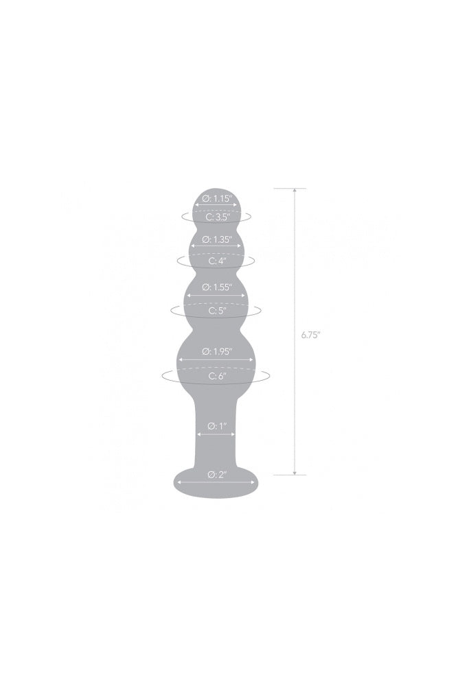 Gläs - 7.25" Beaded Glass Butt Plug - Clear - Stag Shop