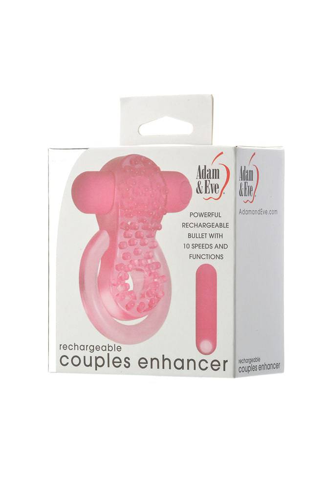 Adam & Eve - Rechargeable Couples Enhancer Cock Ring - Pink - Stag Shop