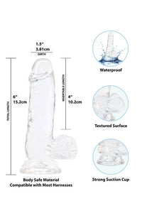 Thumbnail for Crystal Addiction - Clear Realistic Dildo with Balls - 6 Inches - Stag Shop