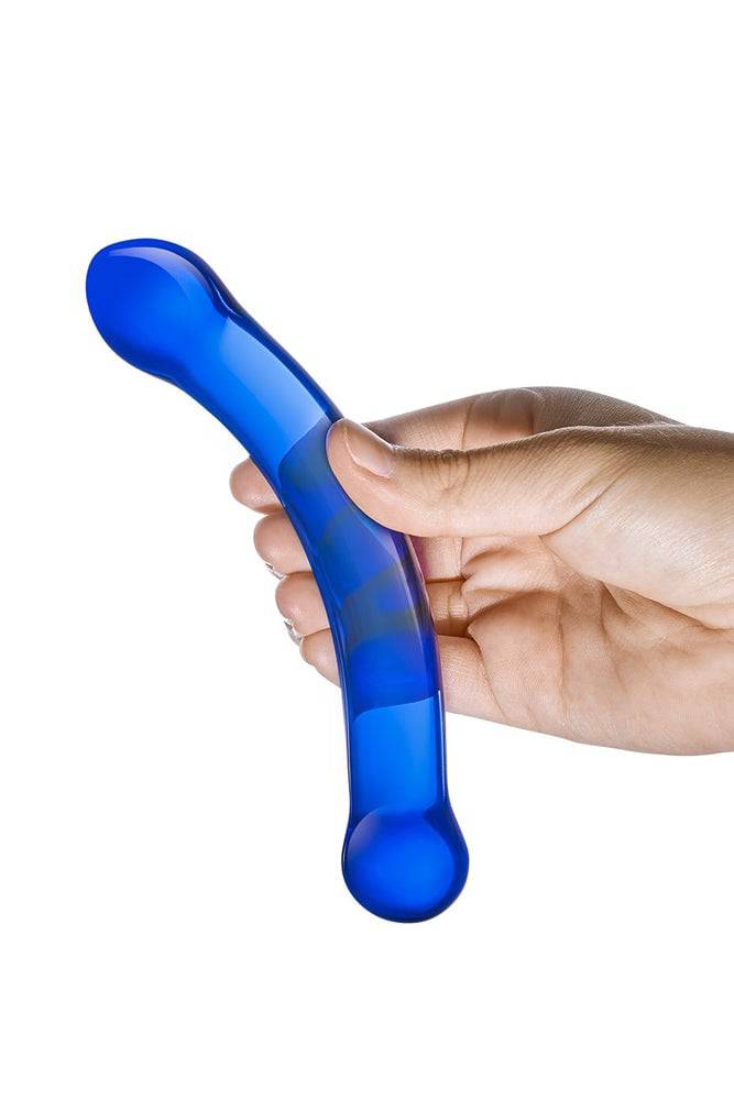 Gläs - 6-inch Curved Glass Dildo - Blue - Stag Shop