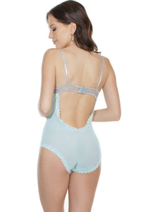 Thumbnail for Coquette - 7054 - Crotchless Teddy - Misty Blue/Grey - OS - Stag Shop