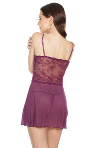 Thumbnail for Coquette - 7126 - Babydoll & G-string Set - Plum - OS - Stag Shop