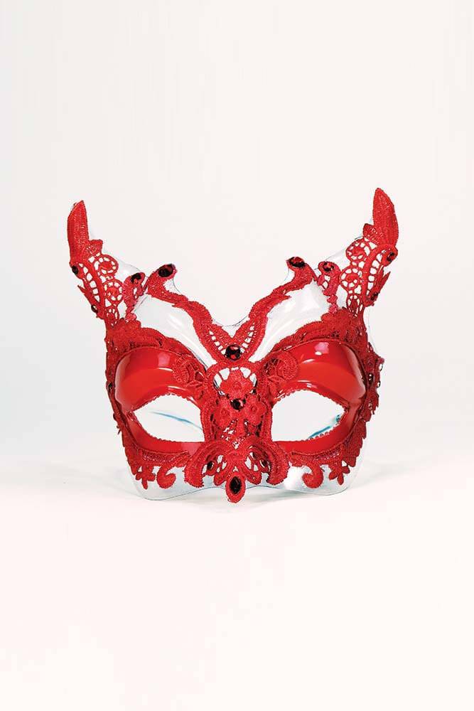 Forum Novelties - Lace Devil Half Mask - Red - Stag Shop