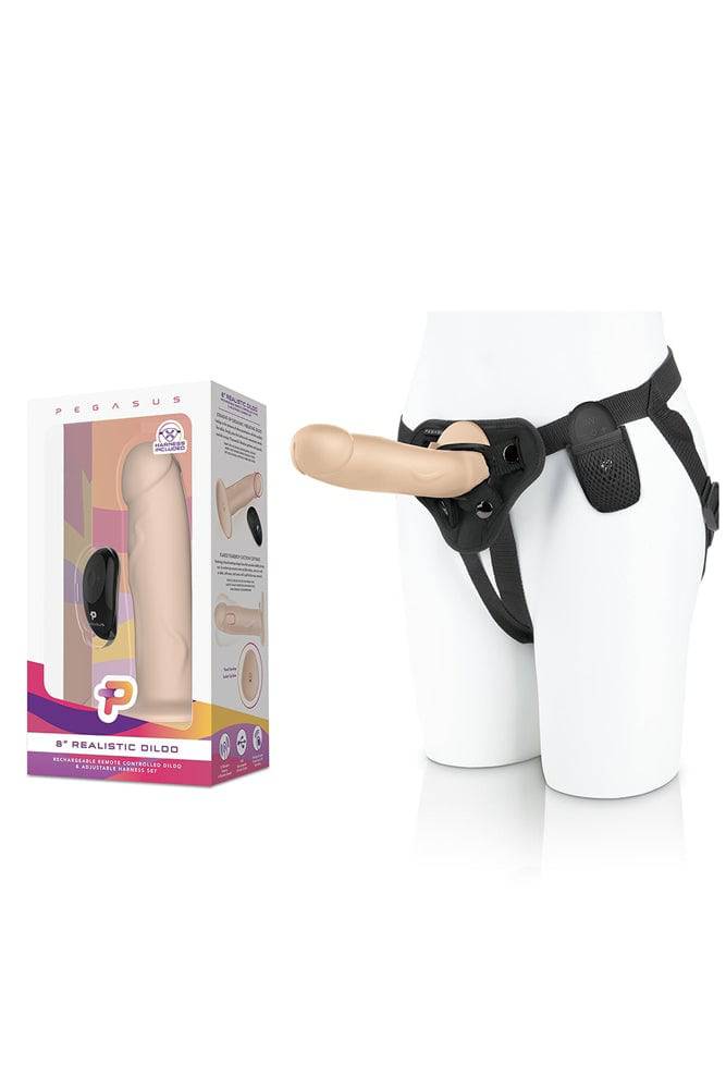Electric Eel - Pegasus - 8 inch Vibrating Realistic Dildo With Harness - Stag Shop