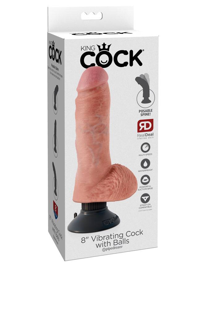 Pipedream - King Cock - Vibrating Realistic Cock with Balls - 8 inch - Beige - Stag Shop