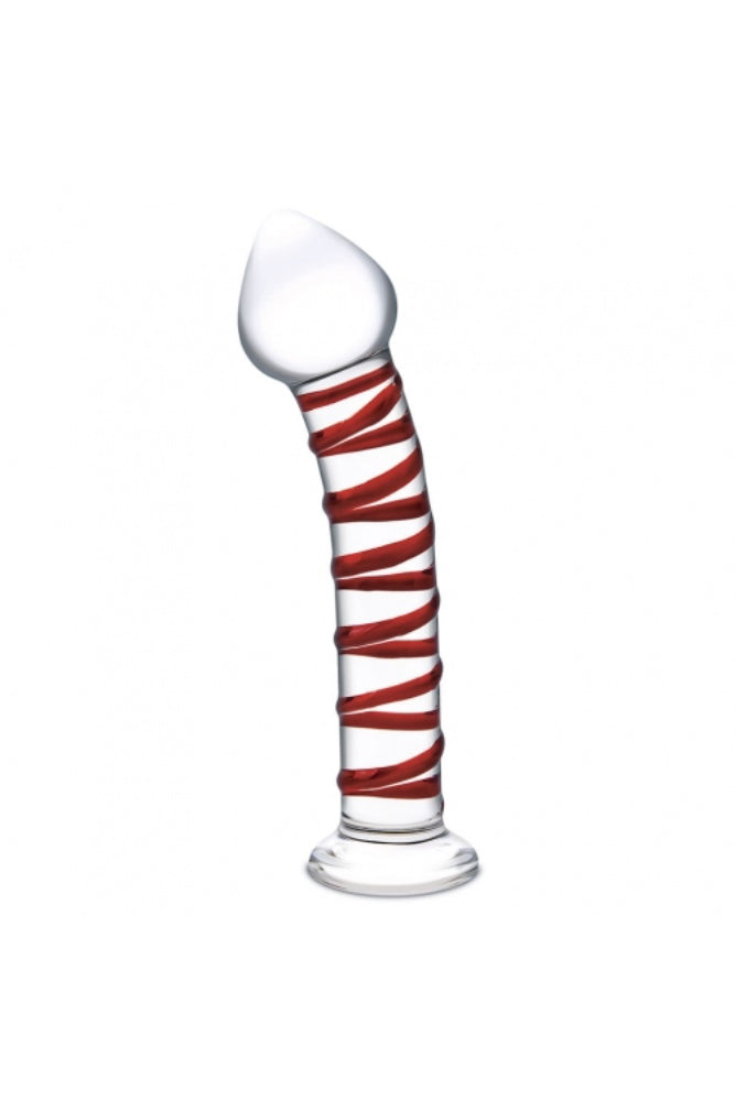 Gläs - 8" Mr. Swirly Glass Dildo - Red/Clear - Stag Shop