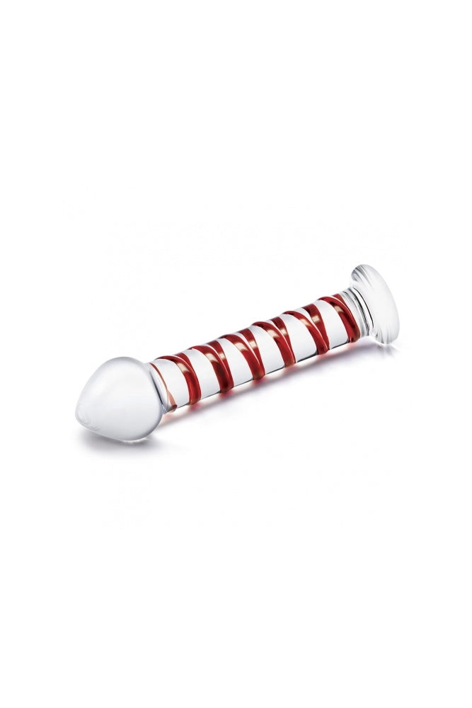 Gläs - 8" Mr. Swirly Glass Dildo - Red/Clear - Stag Shop