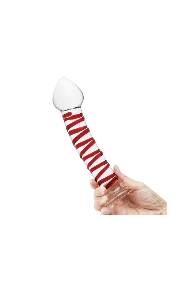 Gläs - 8" Mr. Swirly Glass Dildo - Red/Clear - Stag Shop