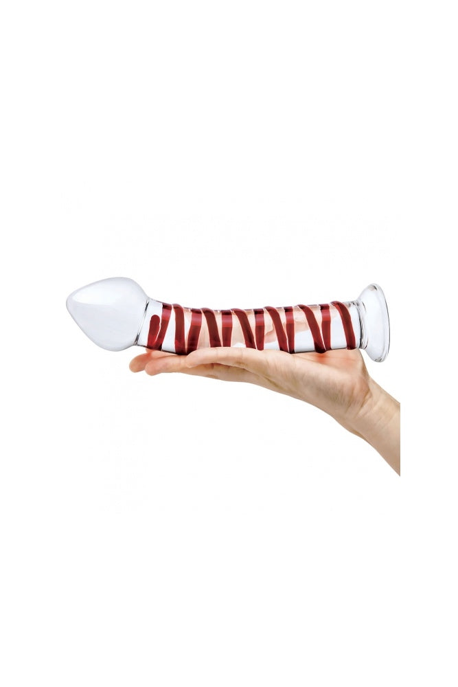 Gläs - 8" Mr. Swirly Glass Dildo - Red/Clear - Stag Shop