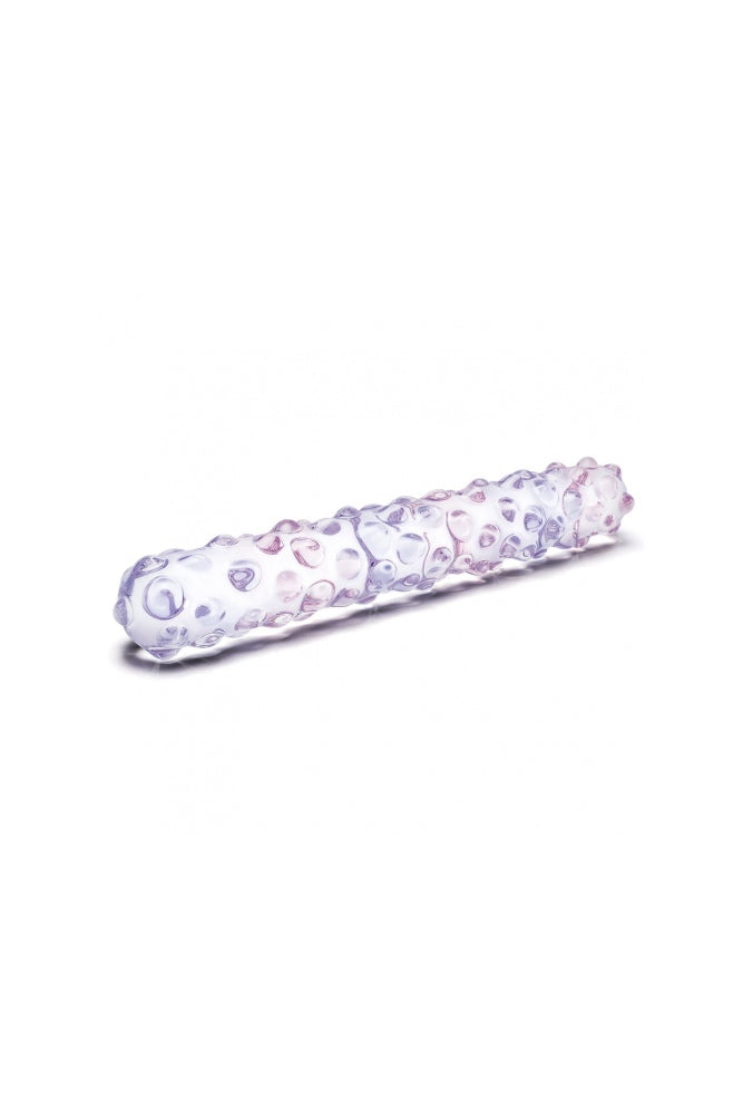 Gläs - 9" Purple Rose Nubby Glass Dildo - Pink/Purple - Stag Shop