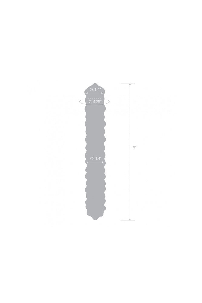 Gläs - 9" Purple Rose Nubby Glass Dildo - Pink/Purple - Stag Shop