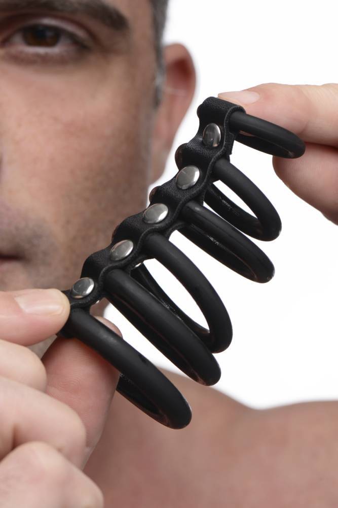 XR Brands - Gates of Hell - 6 Ring Silicone Cock Cage - Black - Stag Shop
