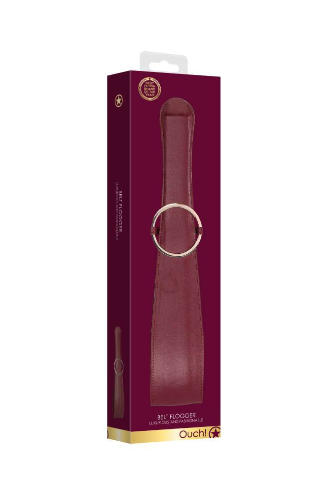 Ouch by Shots Toys - Halo - Belt Flogger - Burgundy - Stag Shop