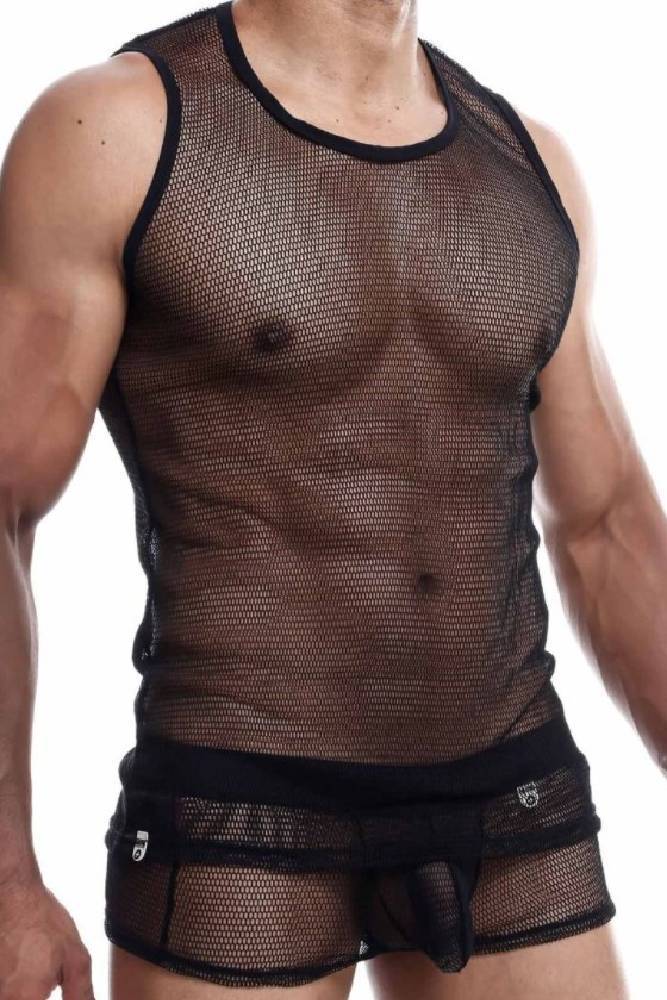 MaleBasics - Fishnet Tank top - Black - Stag Shop