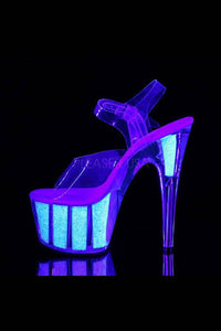 Thumbnail for Pleaser USA - Adore 7 Inch UV Glow Stiletto Heel w/ Ankle Strap - Silver - Stag Shop