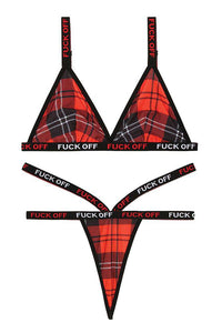 Thumbnail for Fantasy Lingerie - AF802 - Fck Off Bralette & Thong Set - Black/Red - Queen Size - Stag Shop