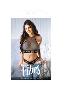 Thumbnail for Fantasy Lingerie - AF940 - Icy Girl Halter Top & Panty - Silver - Stag Shop
