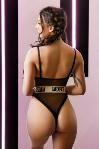 Thumbnail for Fantasy Lingerie - AF950 - Fuck Off Playsuit - Black/White - Stag Shop