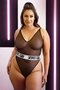 Thumbnail for Fantasy Lingerie - AF950Q - Fuck Off Playsuit - Black/White - Queen Size - Stag Shop
