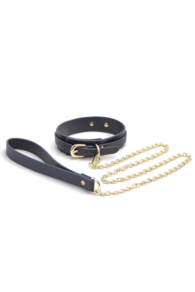 NS Novelties - Bondage Couture - Collar and Leash - Blue - Stag Shop